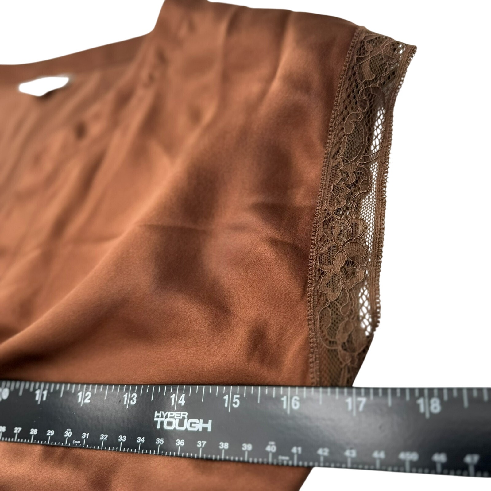 Neiman Marcus Nk Imode Women's Medium Brown 100% Silk Lace Blouse Tank Lingerie — image 7 of 8